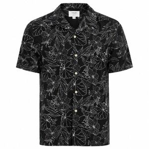 Julian & Mark Mens SS Camp Rayon Shirt Black White Floral Leaf Size XL NWOT